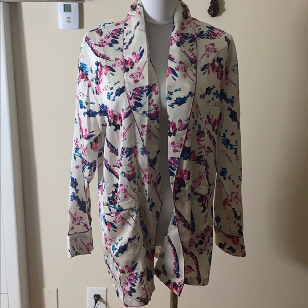 sam edelman abstract floral satin robe - Picture 2 of 6
